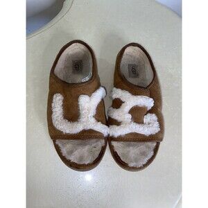 Ugg Cozetta Curly Graphic Slippers (8) Brown Sandals UggPure Slides Shearling